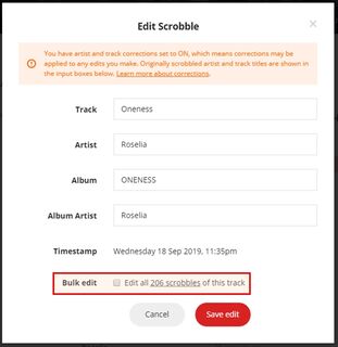 Scrobble編集画面