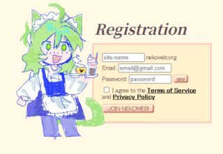 nekowebの登録ページ